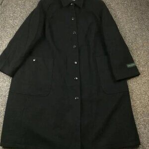 NWT Vintage Harve Benard Coat Womens 22W 100% Pure Wool Button Up Black $260